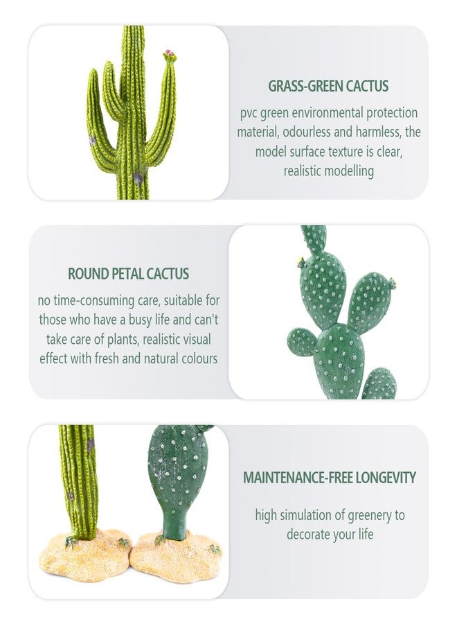 YOLUFER 2Pcs Reptile Cactus Plants Terrarium Decoration Faux Reptile Terrarium Cactus Plant Landscape Decoration for Turtle Lizard - Image 4